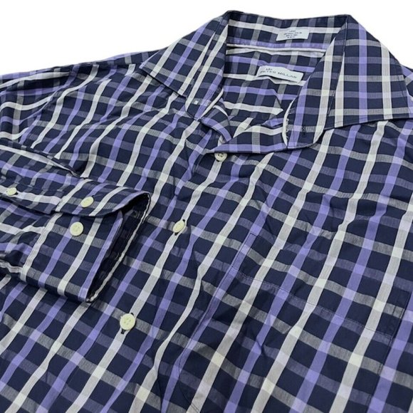 Peter Millar Other - Peter Millar Men's Large Long Sleeve Cotton/Silk Button Down Purple Plaid Shirt